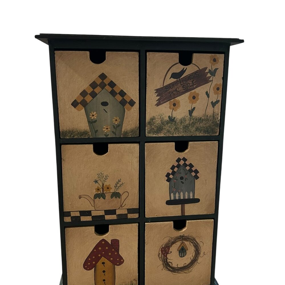 Sweet Novelty Decorative Wood Chest 6 Drawer Organizer Box Birdhouse Nest